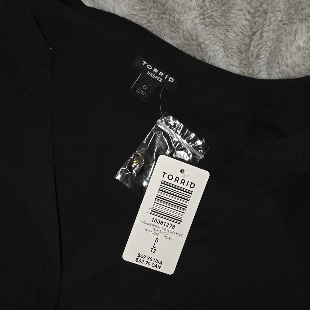 Torrid Black V-Neck Blouse - Picture 2 of 3